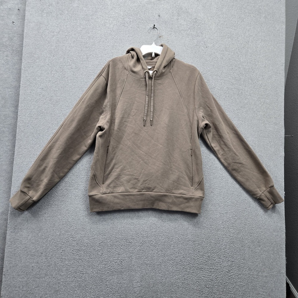 Athleta Women Hoodie L Brown Fleece Activewear Zipped Pockets Drawstring Casual